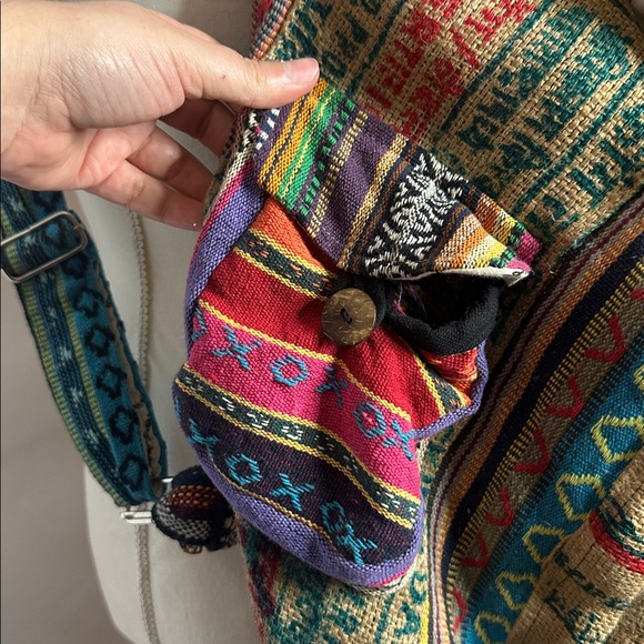 NWOT Rice Love Multicolor Handmade Drawstring Backpack - Picture 2 of 8